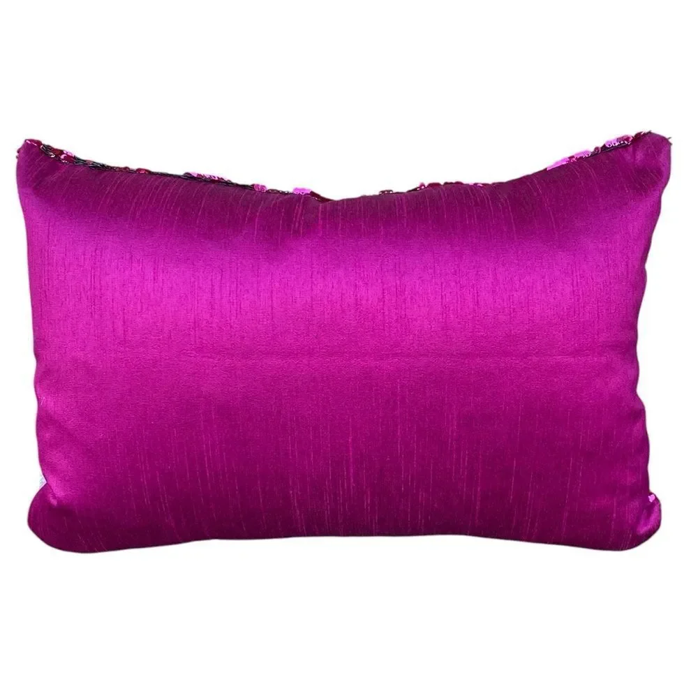 NWOT NEW Aviva Stanoff Sequin Hot Pink/Silver/Black Luxury Decorative Pillow